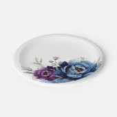 Dusty Blue Paars Navy Lila Blooms Weddenschap Papieren Bordje (Gekanteld)
