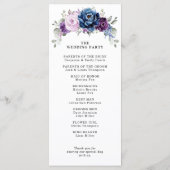 Dusty Blue Paars Navy Lila Blooms Weddenschap Programmakaart (Achterkant)