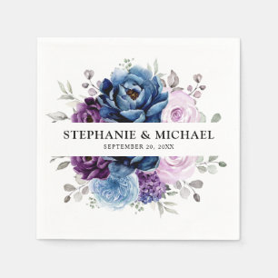 Dusty Blue Paars Navy Lila Blooms Weddenschap Servet