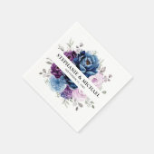 Dusty Blue Paars Navy Lila Blooms Weddenschap Servet (Hoek)