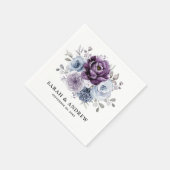 Dusty Blue Paars Navy Lila Blooms Weddenschap Servet (Hoek)
