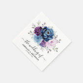 Dusty Blue Paars Navy Lila Blooms Weddenschap Servet (Hoek)
