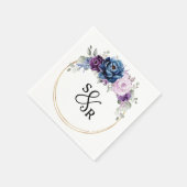Dusty Blue Paars Navy Lila Blooms Weddenschap Servet (Hoek)