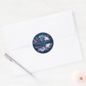 Dusty Blue Paars Navy Lila Blooms Wedding Classi Ronde Sticker (Envelop)