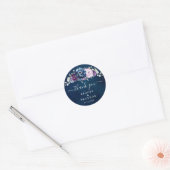 Dusty Blue Paars Navy Lila Blooms Wedding Classi Ronde Sticker (Envelop)