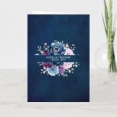 Dusty Blue Paars Navy Lila Blooms Wedding Invita (Achterkant)