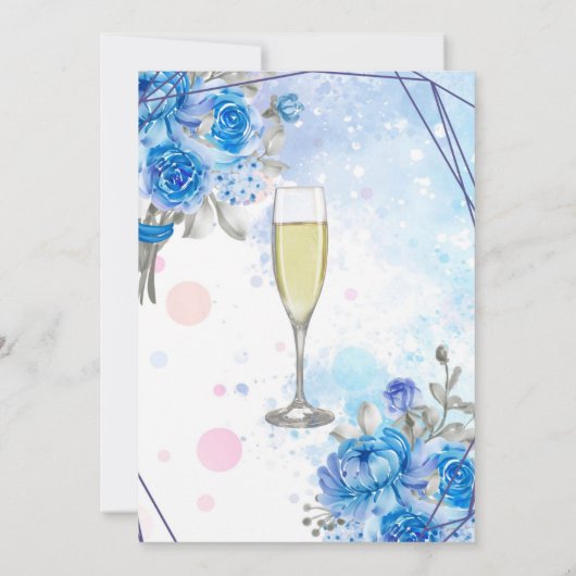 Dusty Blue Paars Peony Flora Brunch en Bubble Kaart (Achterkant)