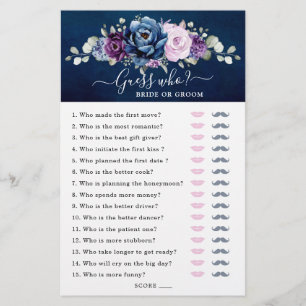 Dusty Blue Paars Vrijgezellenfeest Game Raad eens