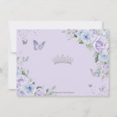 Dusty Blue Paarse Floral Silver Quinceañera 16e Save The Date (Achterkant)