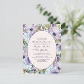 Dusty Blue Paarse Waterverf Floral Bridal Kaart (Staand voorkant)