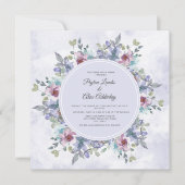 Dusty Blue Paarse Waterverf Floral Wedding Kaart (Voorkant)