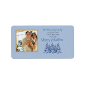 Dusty Blue Pagoda Kerstbomen 1-Foto Etiket (Voorkant)