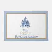 Dusty Blue Pagoda kerstbomen deur mat (Voorkant)
