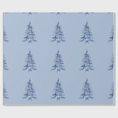 Dusty Blue Pagoda Kerstboom Patroon Wrapping Cadeaupapier (Vlak)