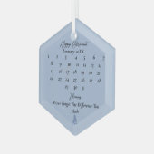 Dusty Blue Pagoda kerstboom pensioen Glas Ornament (Voorkant links)