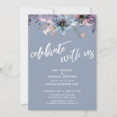 Dusty Blue Painted Floral Celebrate met ons Kaart (Voorkant)