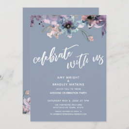 Dusty Blue Painted Floral Celebrate met ons Kaart