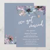 Dusty Blue Painted Floral We hebben een gehuwde op Kaart (Voorkant / Achterkant)