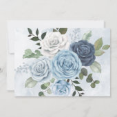 Dusty Blue Painted Floral Weddenschap Dank je kaar Kaart (Achterkant)