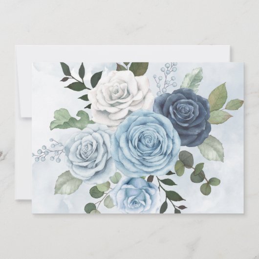 Dusty Blue Painted Floral Weddenschap Dank je kaar Kaart (Achterkant)