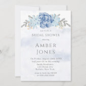 Dusty Blue Painted Peony Bridal Shower Kaart (Voorkant)