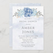 Dusty Blue Painted Peony Bridal Shower Kaart (Voorkant / Achterkant)