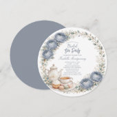 Dusty Blue Palette Tea Party Bridal Shower Kaart (Voorkant / Achterkant)