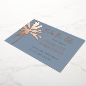 Dusty Blue Palm Beach Weddenschap Save the Date Folie Uitnodiging (Gedraaid)