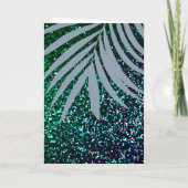 Dusty Blue Palm Leaves Green Glitter Wedding (Achterkant)