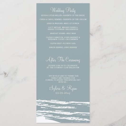 Dusty Blue Palm Tree Beach Trouwprogramma's Programmakaart (Achterkant)