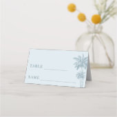 Dusty Blue Palm Tree Boho Beach Trouwtafel Plaatskaartje (Voorkant)