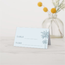 Dusty Blue Palm Tree Boho Beach Trouwtafel Plaatskaartje
