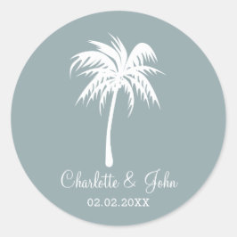 Dusty Blue Palm Tree Wedding stickers