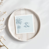 Dusty Blue Palm Trees & Ampersand Beach Wedding Servet