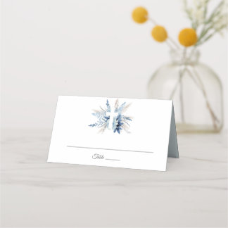 Dusty blue pampas floral first holy communion plaatskaartje