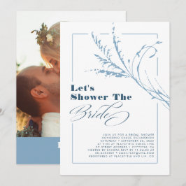 Dusty Blue Pampas Grass Boho Vrijgezellenfeest Fot Kaart