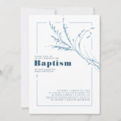 Dusty Blue Pampas Grass Modern Minimalist Baptisme Kaart (Voorkant)