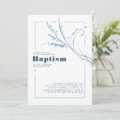 Dusty Blue Pampas Grass Modern Minimalist Baptisme Kaart (Staand voorkant)