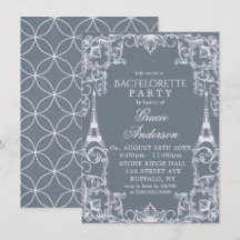 Dusty Blue Paris France Bachelorette Party Invita