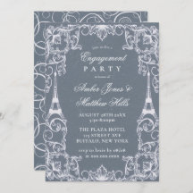 Dusty Blue Paris France Theme Engagement Party