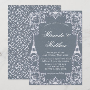Dusty Blue Paris France Theme Wedding