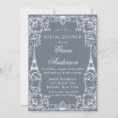 Dusty Blue Paris Frankrijk Bridal Shower Kaart (Voorkant)