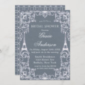 Dusty Blue Paris Frankrijk Bridal Shower Kaart (Voorkant / Achterkant)