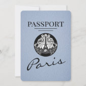 Dusty Blue Paris Passport Bewaar de datum Save The Date (Voorkant)