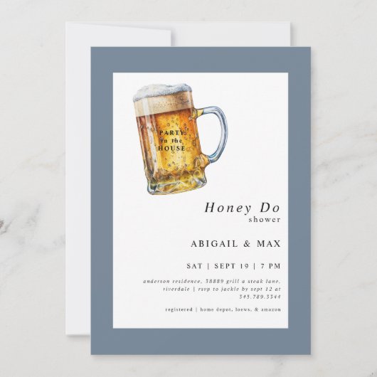 Dusty Blue Party in House Couples Shower Kaart (Voorkant)