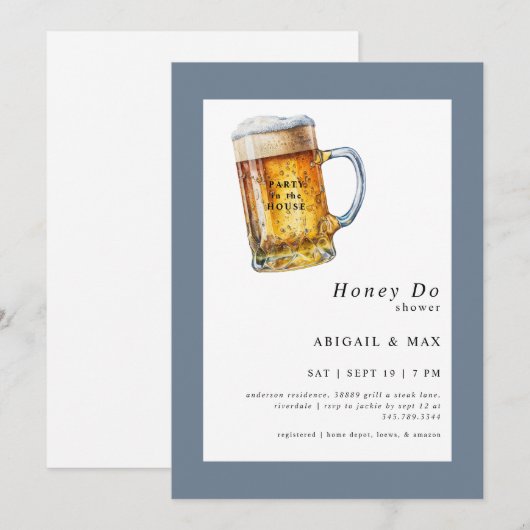 Dusty Blue Party in House Couples Shower Kaart (Voorkant / Achterkant)