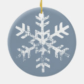 Dusty Blue Pas getrouwd Snowflake 1e Kerstmis Keramisch Ornament (Achterkant)