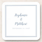 Dusty Blue Pas getrouwd Wedding Modern minimalist Bier Onderzetter (Voorkant)