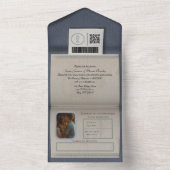 Dusty Blue Passport Style All in One Uitnodiging (Binnen)