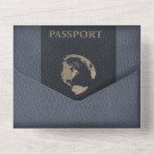 Dusty Blue Passport Style All in One Uitnodiging (Achterkant)